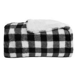 Elysian Checkers Fleece Knit Throw 130x170cm Charcoal 130 X 170 Cm
