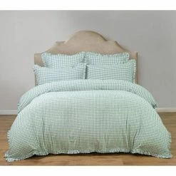 Chyka Home Laze Cotton Check Quilt Cover Set King Bed Green King