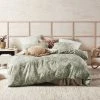 Linen House Adley Cotton Quilt Cover Set Queen Bed Eucalyptus Queen