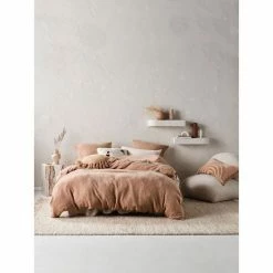 Linen House Cotton Quilt Cover Set Super King Bed Clay Super King