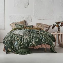 Linen House Willamine Cotton Quilt Cover Set King Bed Forest King