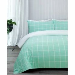Jayson Brunsdon Homewares Hurstbridge Jacquard Quilt Cover Set Queen Bed Mint Queen