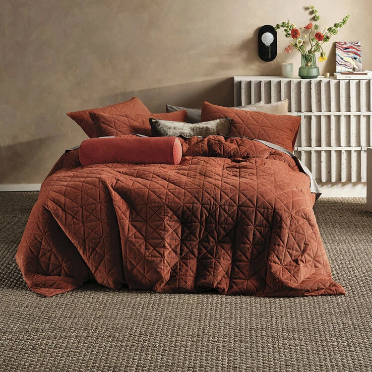Linen House Heath Quilt Cover Set Single Bed Rust Single 3 Linen House Heath Quilt Cover Set Single Bed Rust Single