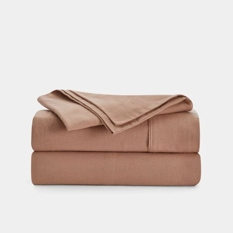 Linen House Plain Dyed Flannelette Sheet Set King Single Bed Clay King Single 4 Linen House Plain Dyed Flannelette Sheet Set King Single Bed Clay King Single - Image 2