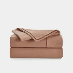 Linen House Plain Dyed Flannelette Sheet Set Double Bed Clay Double -Bed Linen Sales Store 633091 C 0210 47