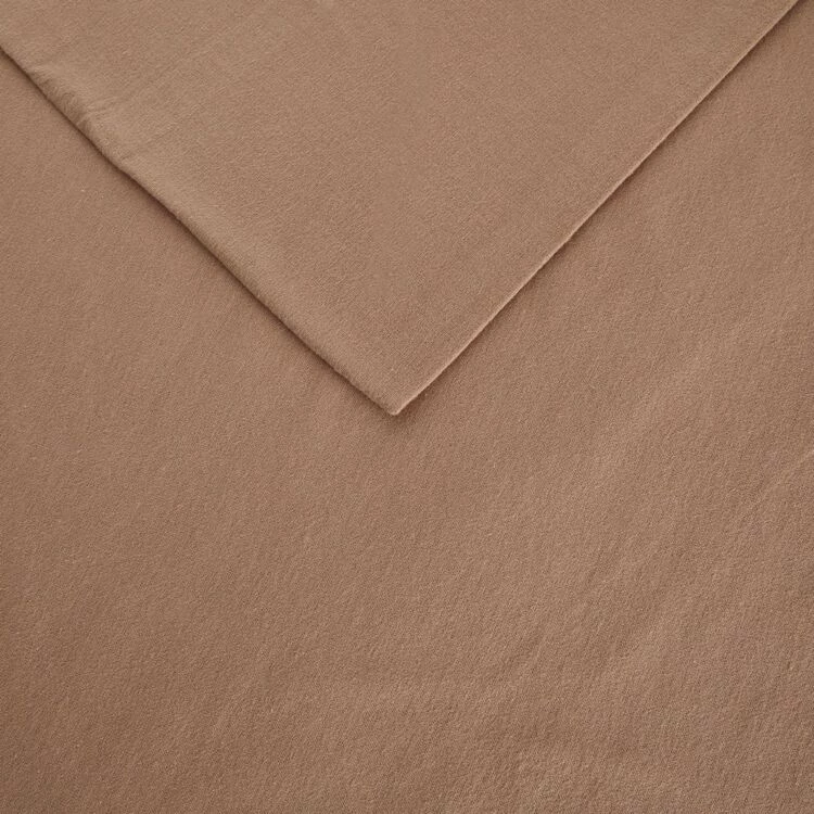 Linen House Plain Dyed Flannelette Sheet Set King Bed Clay King 3 Linen House Plain Dyed Flannelette Sheet Set King Bed Clay King