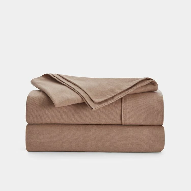 Linen House Plain Dyed Flannelette Sheet Set King Bed Clay King 4 Linen House Plain Dyed Flannelette Sheet Set King Bed Clay King - Image 2