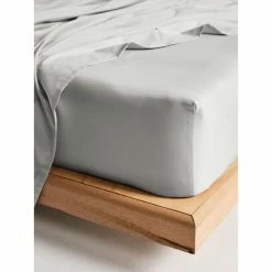 Linen House Augusta 500 Thread Count Cotton Sateen Fitted Sheet King Single Bed Grey King Single