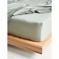 Linen House Augusta 500 Thread Count Cotton Sateen Fitted Sheet 50cm King Bed Green King