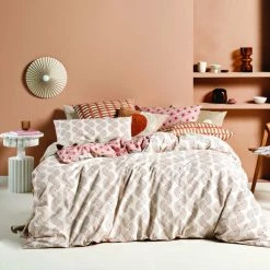 Linen House Aida Double Bed Quilt Cover Set Coral Double
