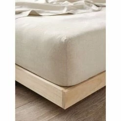 Linen House Nimes Linen King Bed Fitted Sheet Natural King