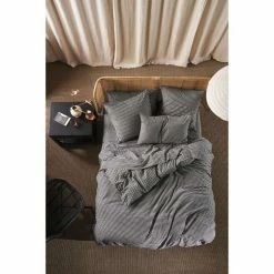 Linen House Springsteen Cotton Super King Bed Quilt Cover Set Black Super King