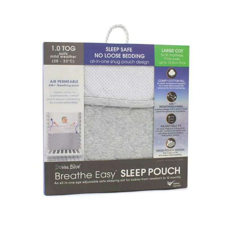 Bubba Blue Sleep Pouch 1.0 TOG Large Cot Size Grey 3 Bubba Blue Sleep Pouch 1.0 TOG Large Cot Size Grey