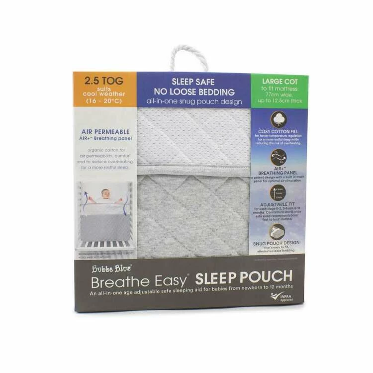 Bubba Blue Sleep Pouch 2.5 TOG Large Cot Size Grey 3 Bubba Blue Sleep Pouch 2.5 TOG Large Cot Size Grey