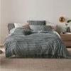Linen House Dunaway Cotton Quilt Cover Set Double Bed Petrol Double