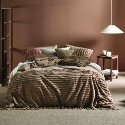 Linen House Dunaway Cotton Quilt Cover Set Super King Bed Timber Super King