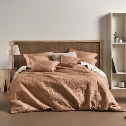 Linen House Isadora Quilt Cover Set Queen Bed Brandy Queen