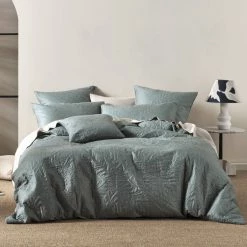 Linen House Isadora Quilt Cover Set Super King Bed Petrol Super King