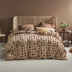 Linen House Haze Multi Quilt Cover Set Queen Bed Pecan Queen