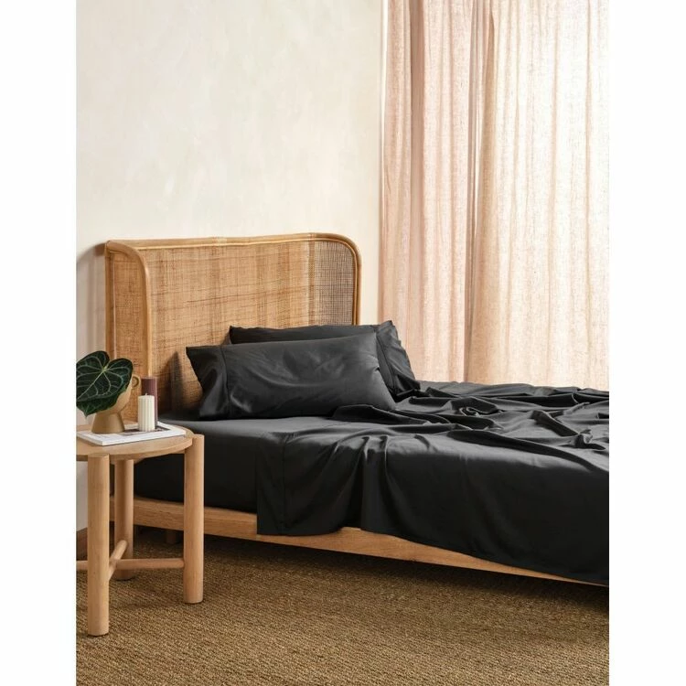 Linen House Nara 400 Thread Count Bamboo Cotton Sheet Set Queen Bed Charcoal Queen 3 Linen House Nara 400 Thread Count Bamboo Cotton Sheet Set Queen Bed Charcoal Queen