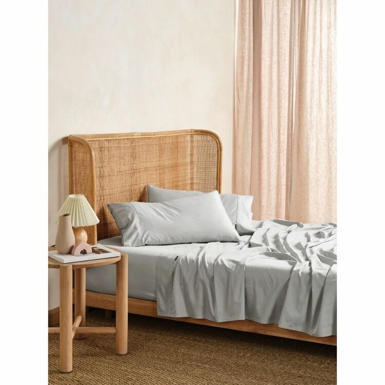 Linen House Nara 400 Thread Count Bamboo Cotton Sheet Set King Bed Silver King 3 Linen House Nara 400 Thread Count Bamboo Cotton Sheet Set King Bed Silver King