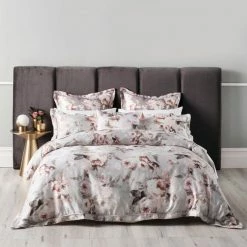 Grace By Linenhouse Grace By Linen House Stefania Quilt Cover Set Queen Bed Silver Queen