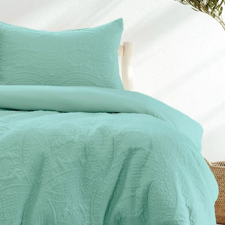 Ardor Chateau Quilt Cover Set Queen Bed Aqua Green Queen 4 Ardor Chateau Quilt Cover Set Queen Bed Aqua Green Queen - Image 2