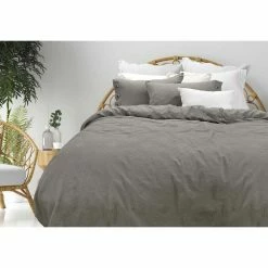 Bas Phillips Sienna Cotton Quilt Cover Set Queen Bed Charcoal Queen