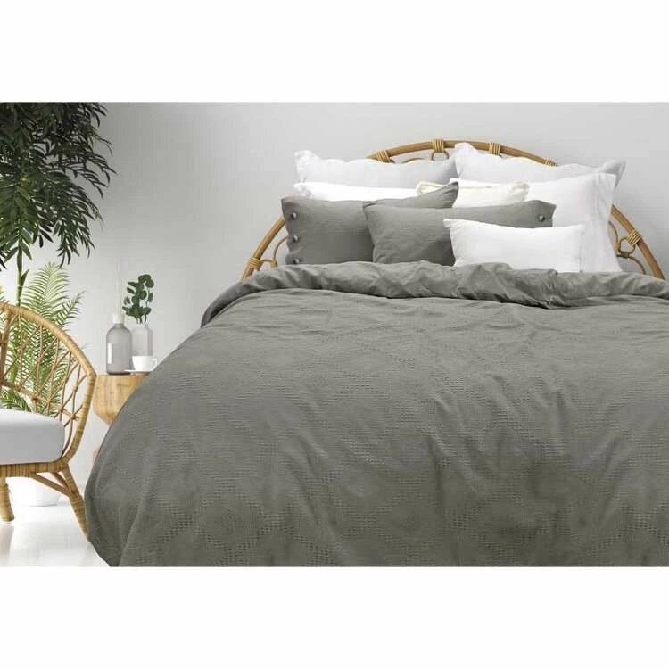 Bas Phillips Sienna Cotton Quilt Cover Set Queen Bed Charcoal Queen 3 Bas Phillips Sienna Cotton Quilt Cover Set Queen Bed Charcoal Queen