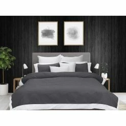 Bas Phillips New York 250 Thread Count Cotton Quilt Cover Set Queen Bed Charcoal Queen