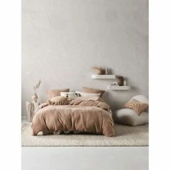 Linen House Elysian Cotton Quilt Cover Set Single Bed Clay Single