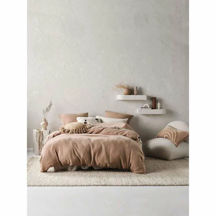 Linen House Elysian Cotton Quilt Cover Set Single Bed Clay Single 3 Linen House Elysian Cotton Quilt Cover Set Single Bed Clay Single
