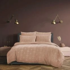 Ardor Millicent 5 Piece Comforter Set Queen Bed Peach Queen